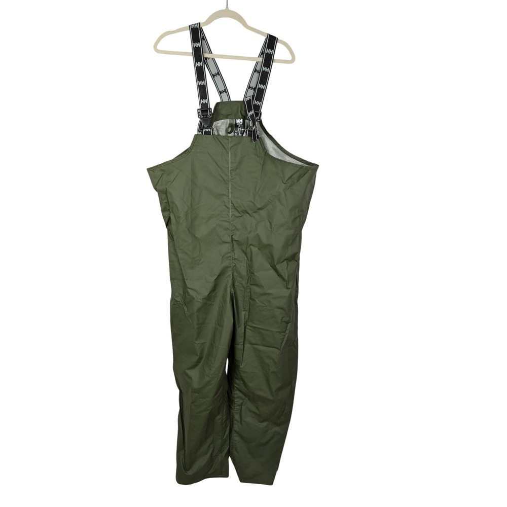Helly Hansen Workwear Mens XL Olive Green Waterproof PVC Bib Overalls RN 73983